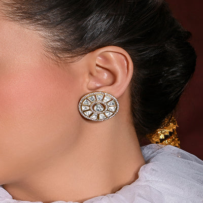 Golden Glam Stud Earrings - JBRMR24ER27
