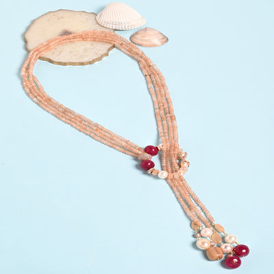 Pink Panache Beaded Scarf Necklace - JBRMR24NK12