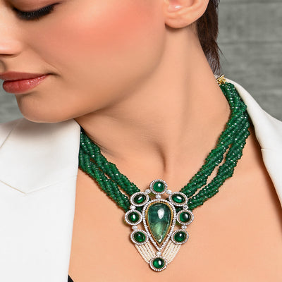 Green Beaded Necklace - JBRMR24NK14