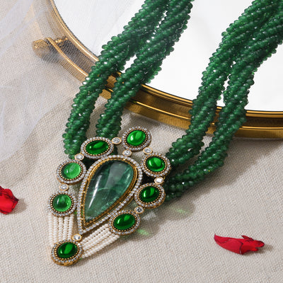 Green Beaded Necklace - JBRMR24NK14