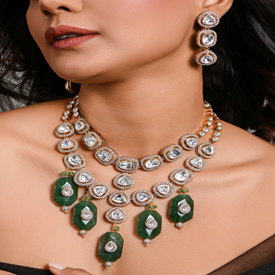 Majestic Layered Necklace With Earrings - JBRMR24NKS59