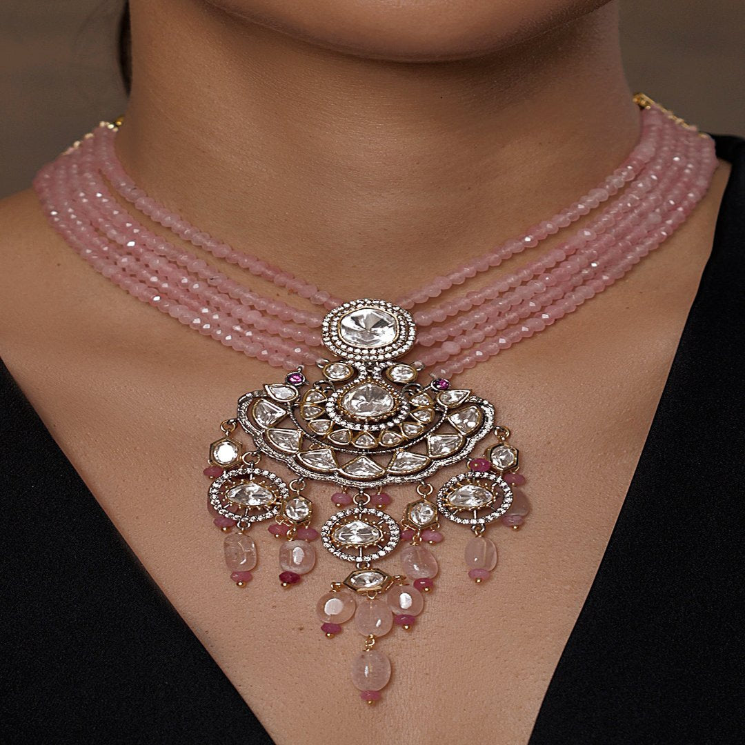 Victorian Blush Polki Necklace - JBRSSNK230