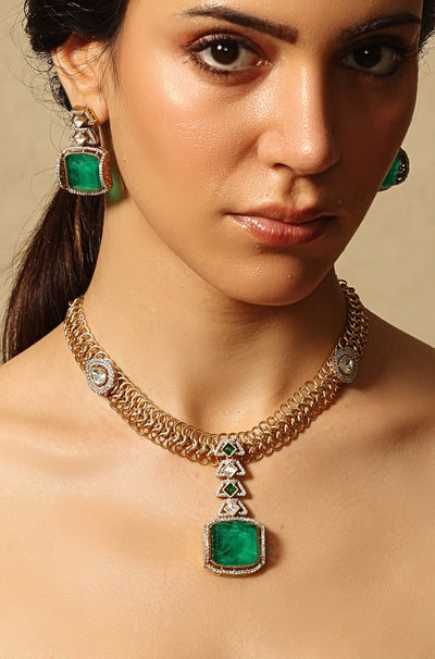 Jade Majesty Necklace Set - JBRSSNK502