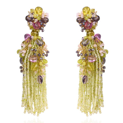 Green Mehendi Jhumka Tassel Earrings - LE-955-02 GREEN