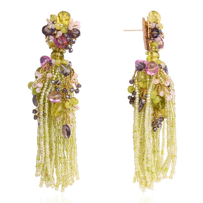 Green Mehendi Jhumka Tassel Earrings - LE-955-02 GREEN