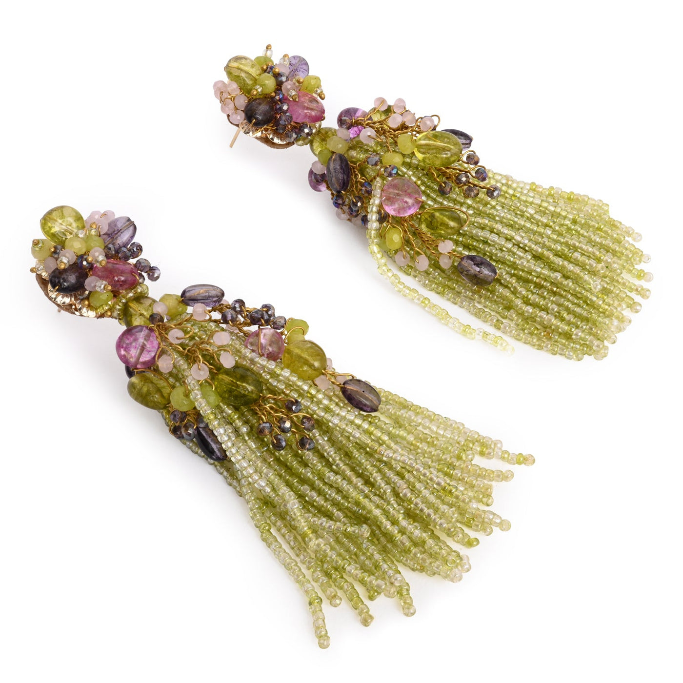 Green Mehendi Jhumka Tassel Earrings - LE-955-02 GREEN