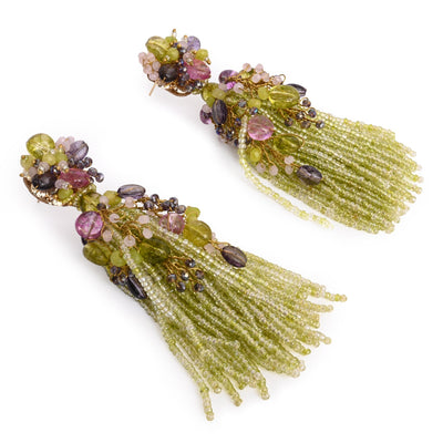 Green Mehendi Jhumka Tassel Earrings - LE-955-02 GREEN