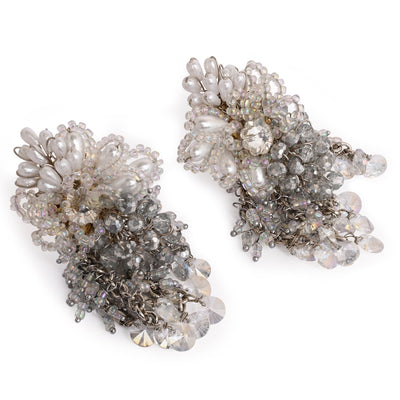 Silver Plated Pearl Festive Medium Size Earrings - LE-958-01 SILVER