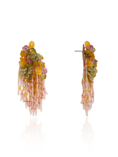 Mulicolour Stone Wedding Long Earrings - LE-967-01 MULTI