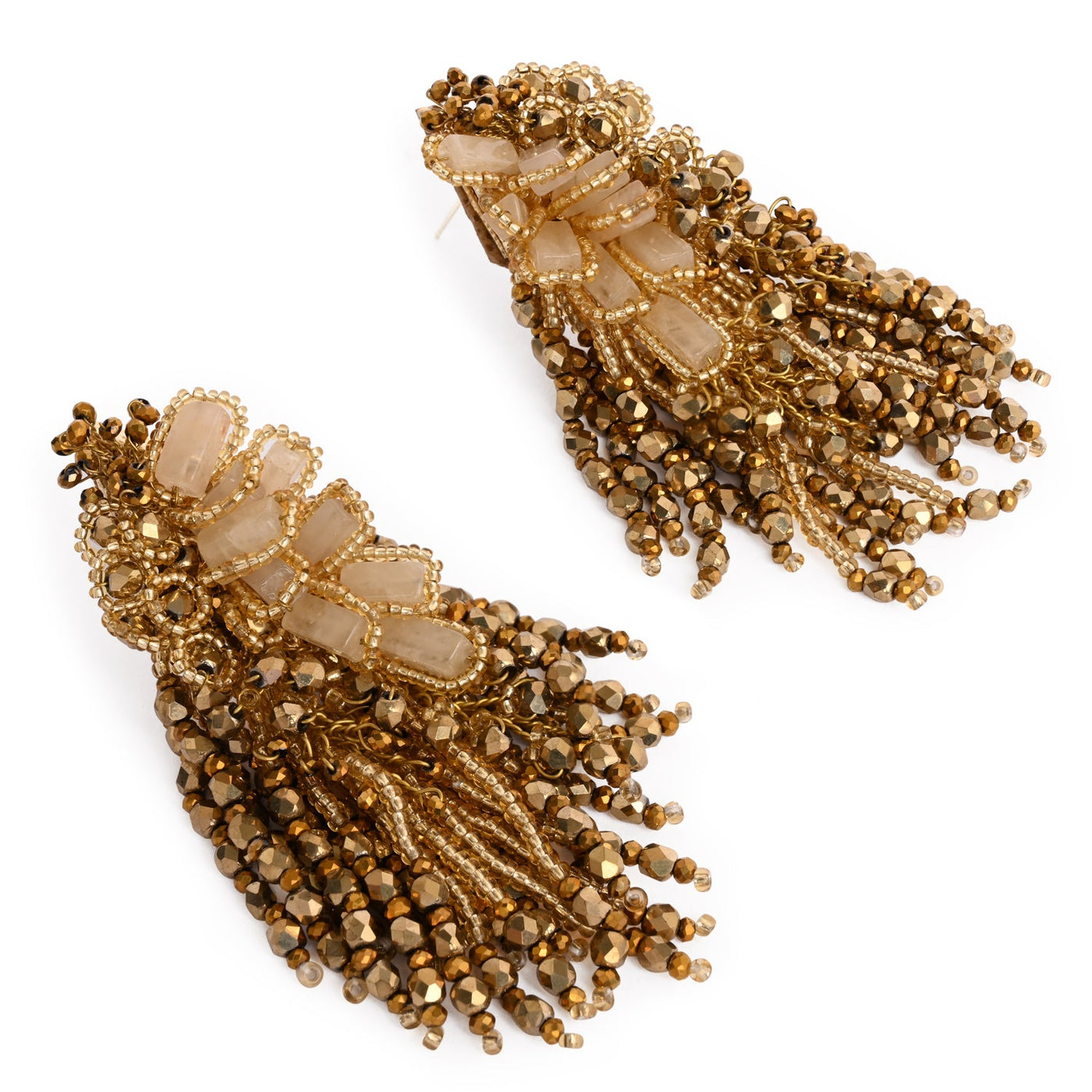 Wedding Gold Plated Golden Ethnic Long Earrings - LE-968-01 GOLD