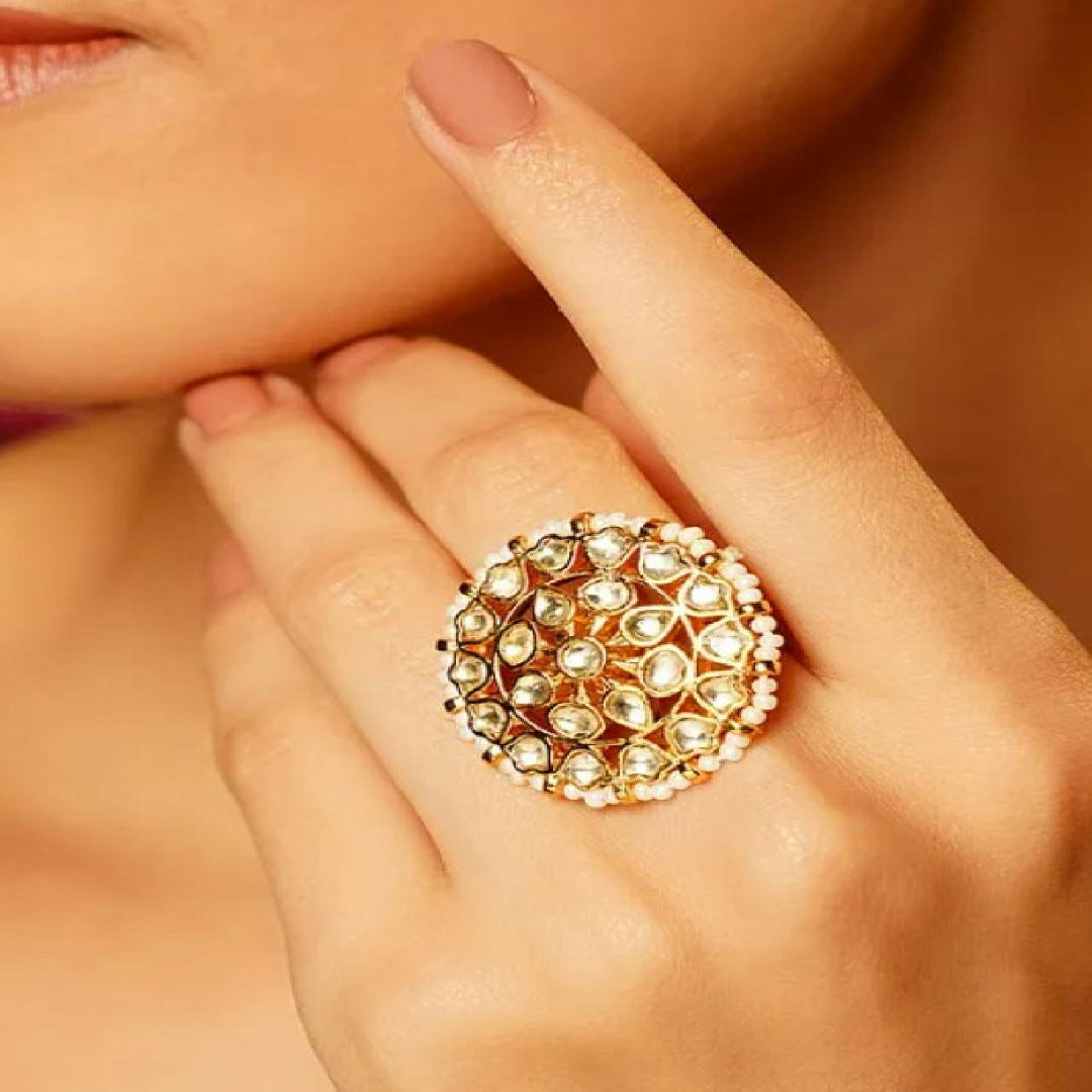 Kundan Jadau Finger Ring - MR75I