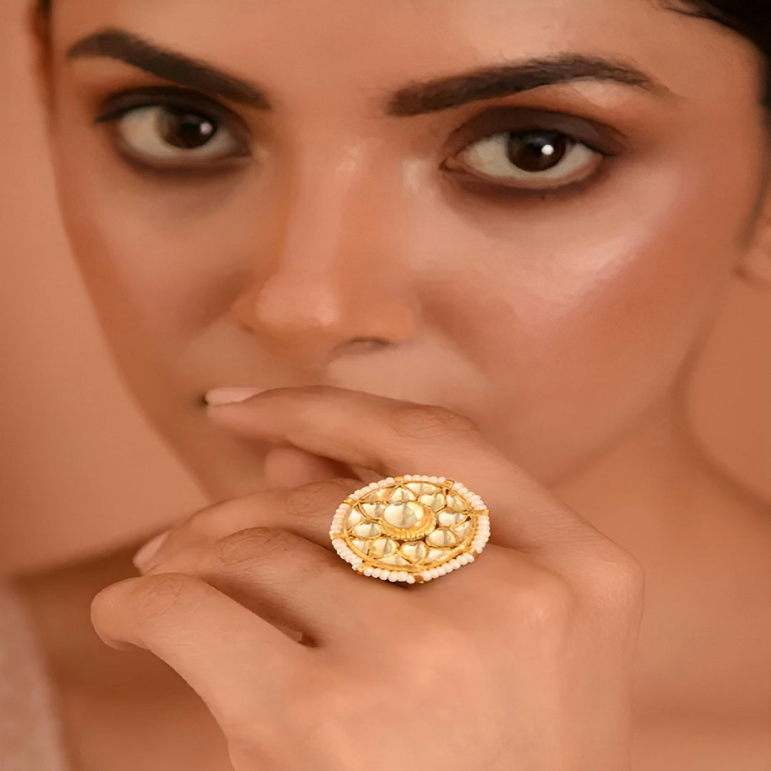 Kundan Flower Finger Ring - MR75MA
