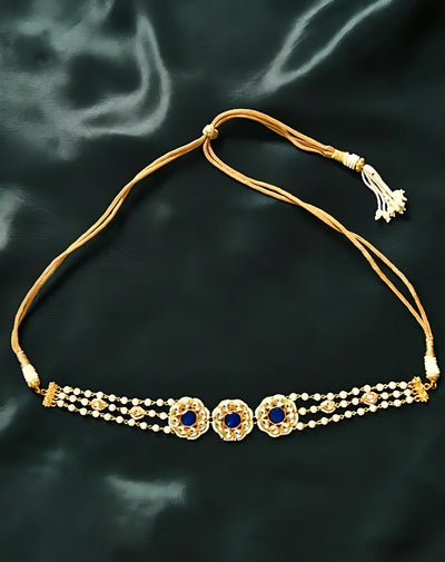 Indigo Gold Finish Jadau Choker - MR76XG