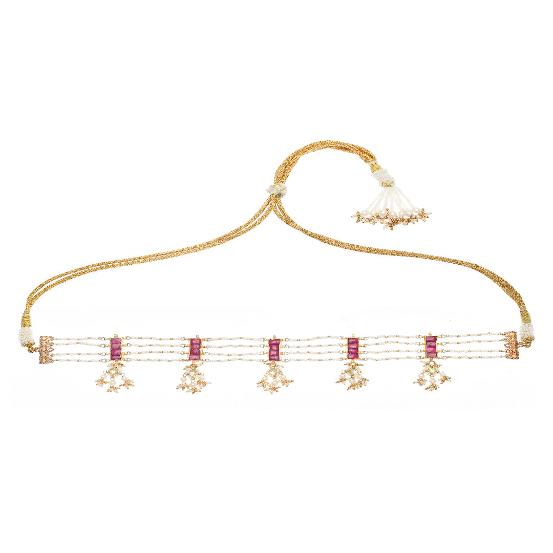 Red Gold Finish Jadau Choker - MR81GA