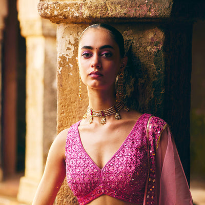 Red Gold Finish Jadau Choker - MR81GA