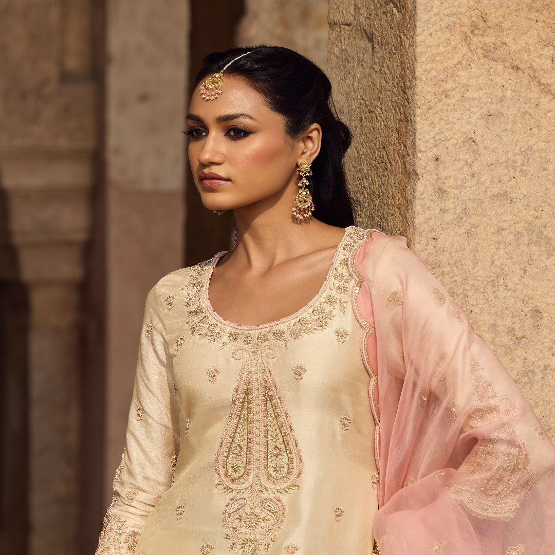 Pink Gold Finish Jadau Earrings - MR81VA