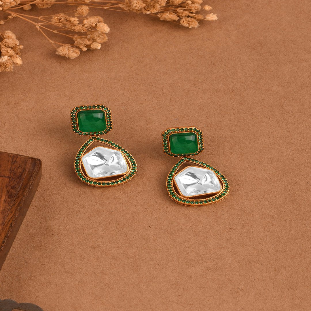 Emerald Grace Polki Drop Earrings - PRSEP24ER 113