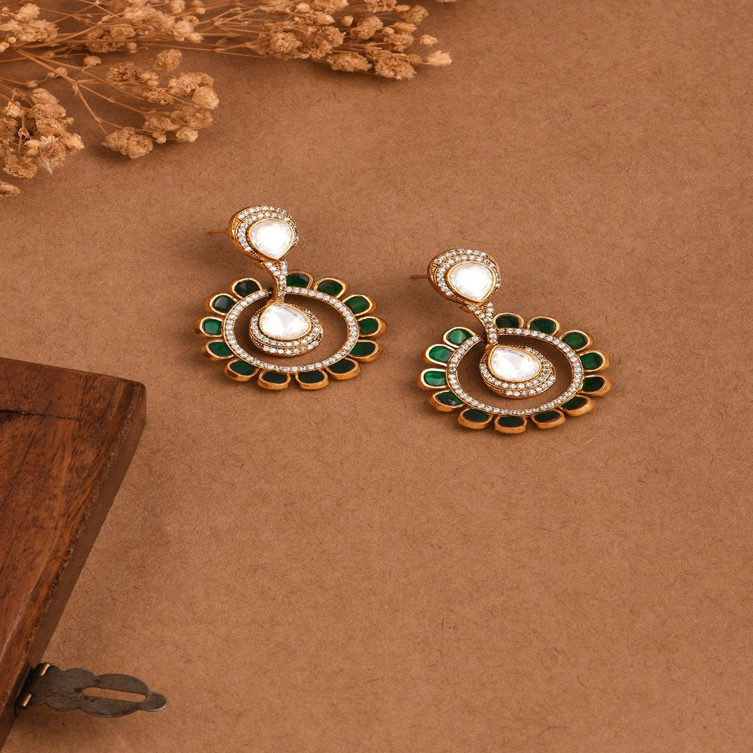 Jade Radiance Polki Drop Earrings - PRSEP24ER 114