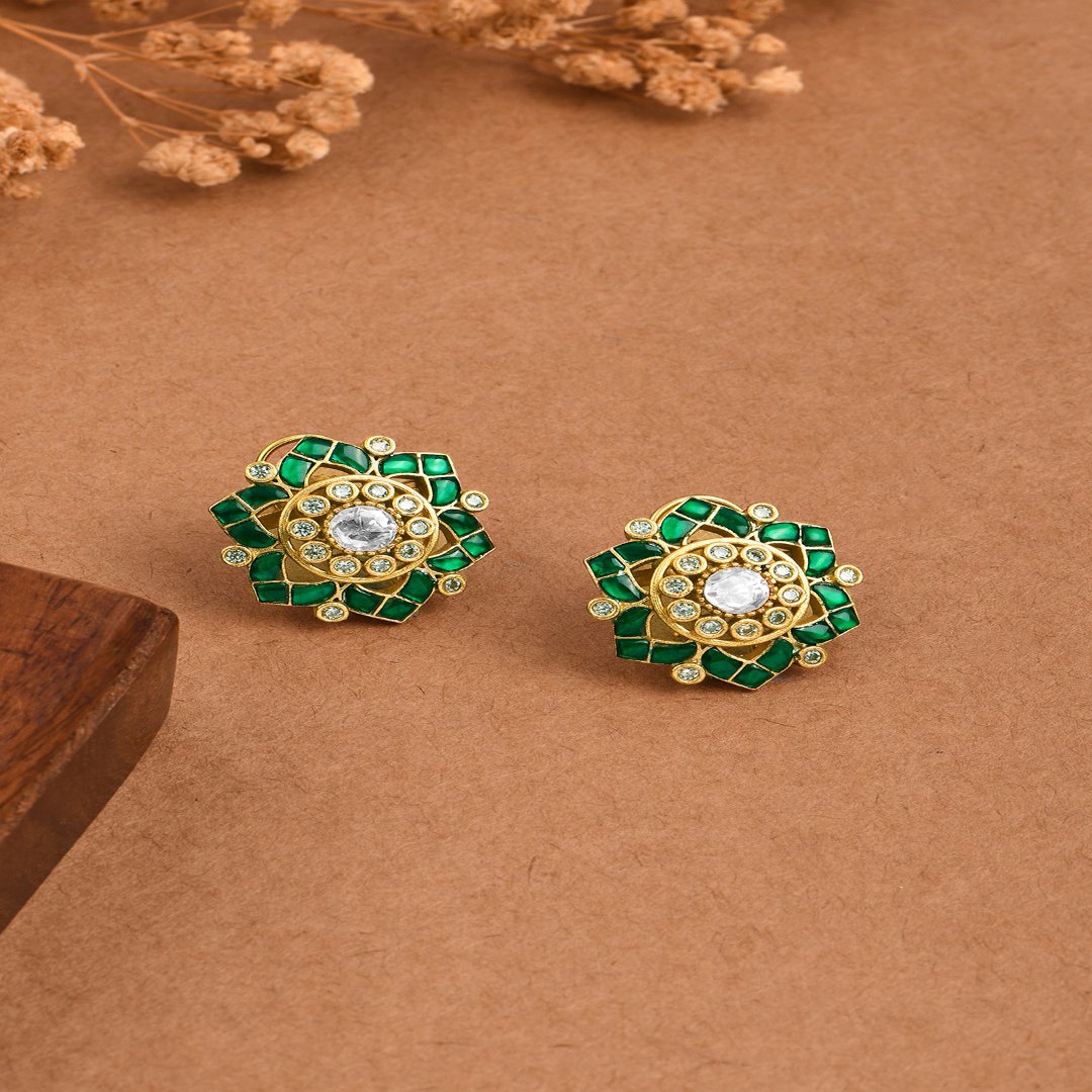 Emerald Starburst Stud Earrings - PRSEP24ER 126