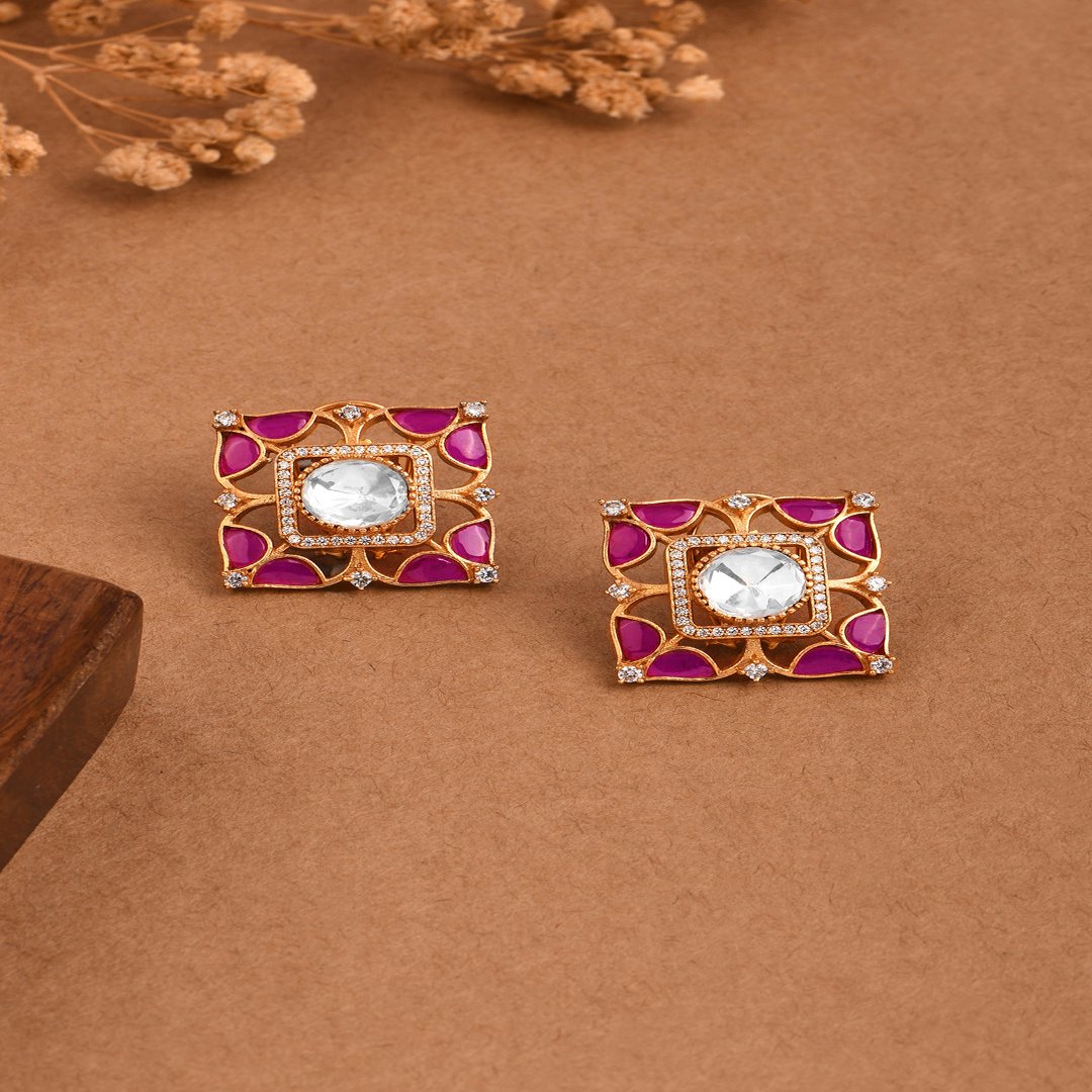 Rosy Square Elegance Studs - PRSEP24ER 129