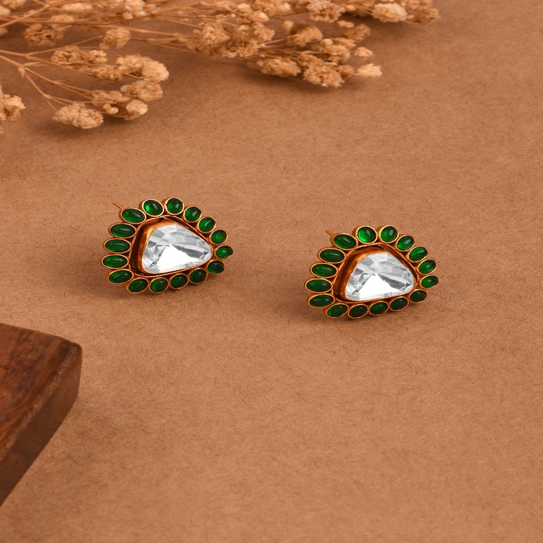 Triangular Enchantment Polki Stud Earrings - PRSEP24ER 132