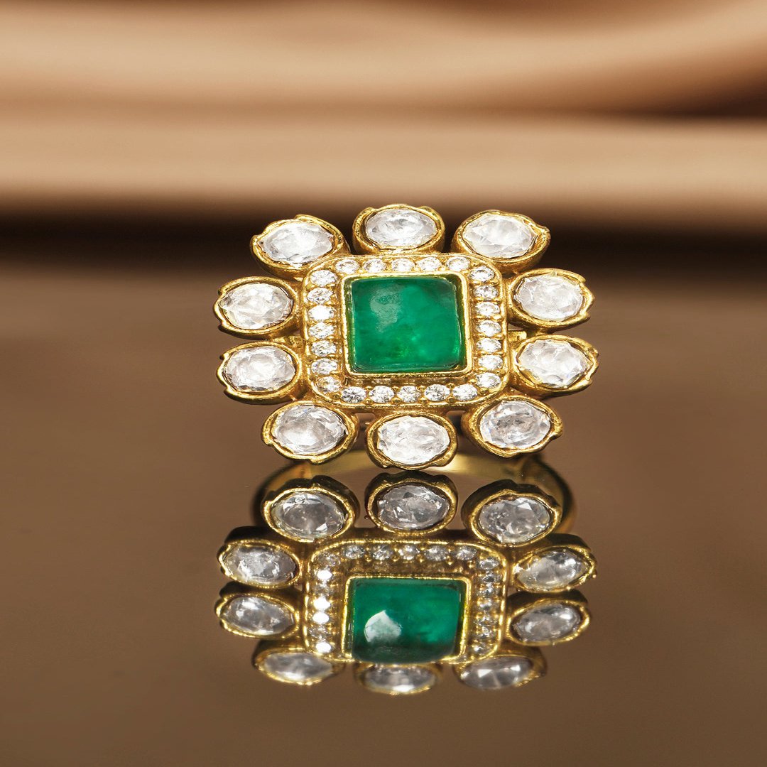 Emerald Radiance Polki Ring-PRSEP24RG 144