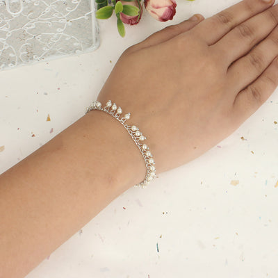 Pearls Hanging Rhodium Bracelet - SIA418550