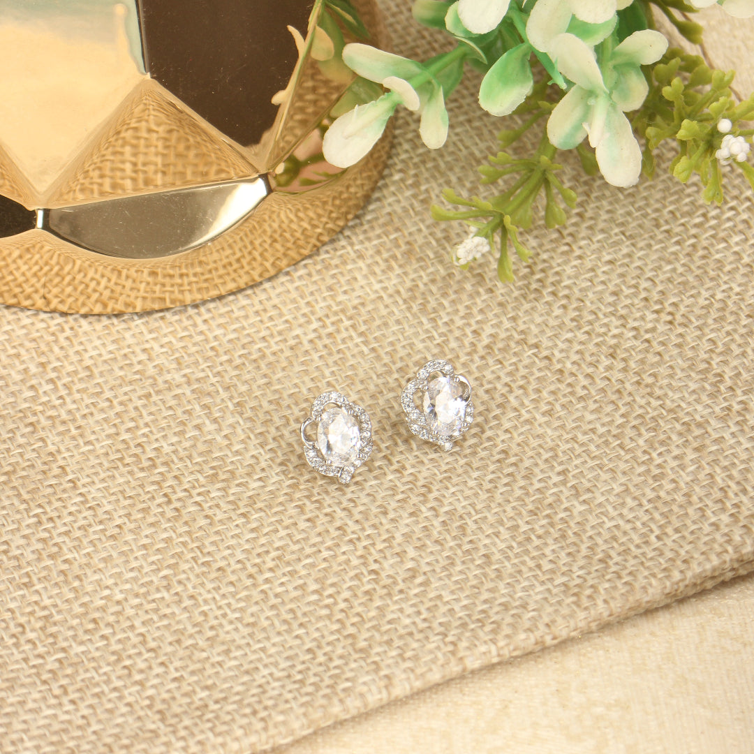 CZ Shiny Stud Earrings - SIA307500