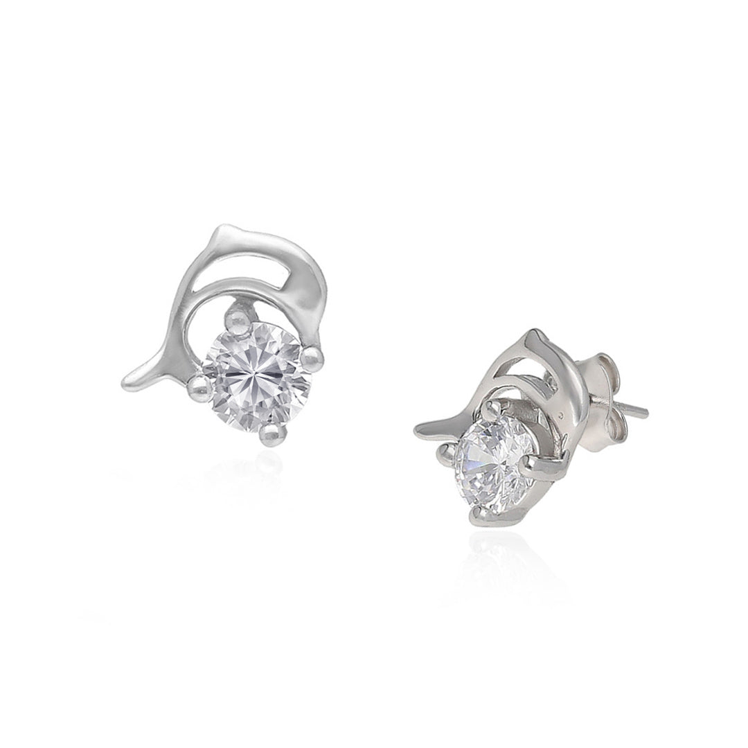 92.5 Silver Cute Dolphin Earrings - SIA406595