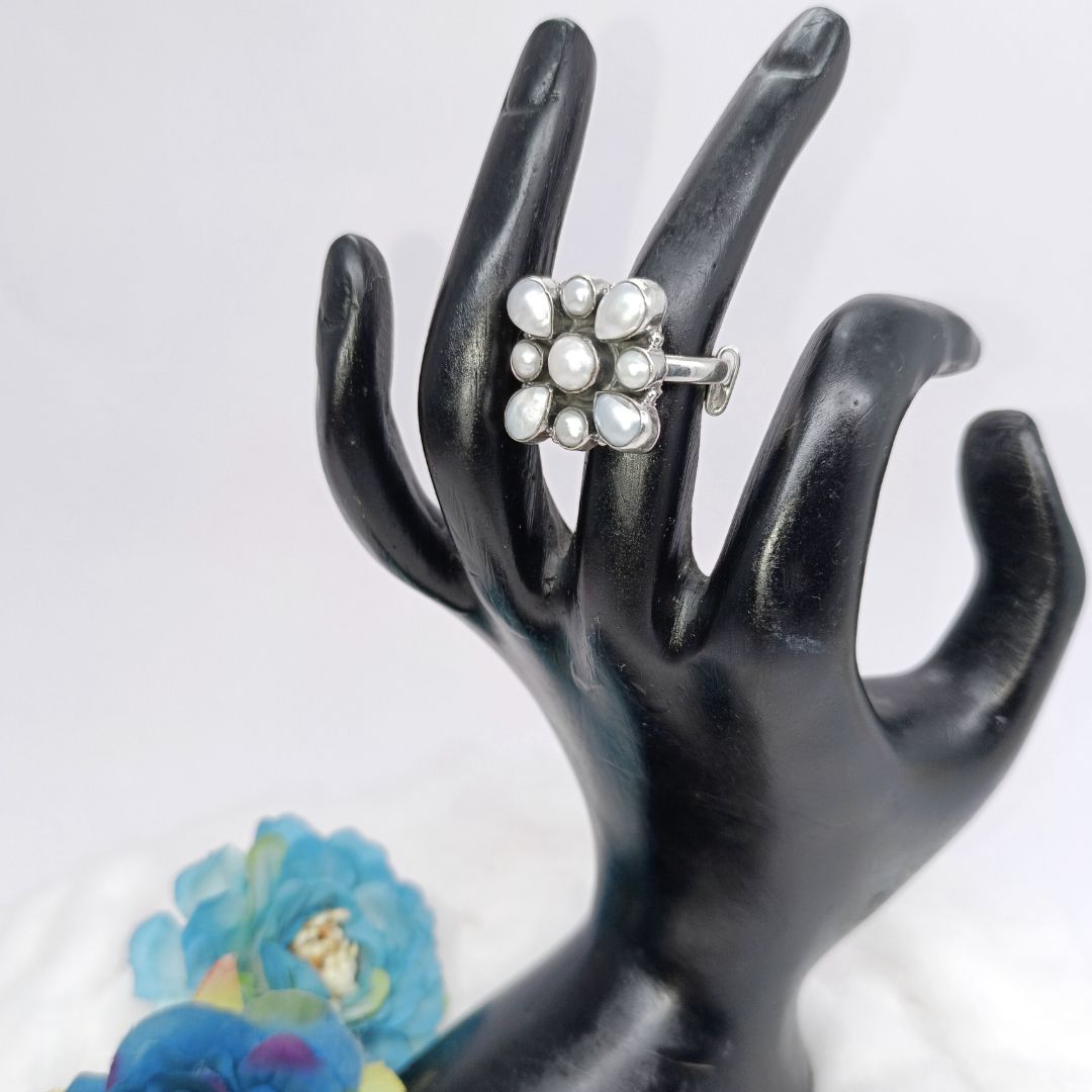 Graceful Statements with 92.5 Silver Oxidised Finger Ring - SIA417257