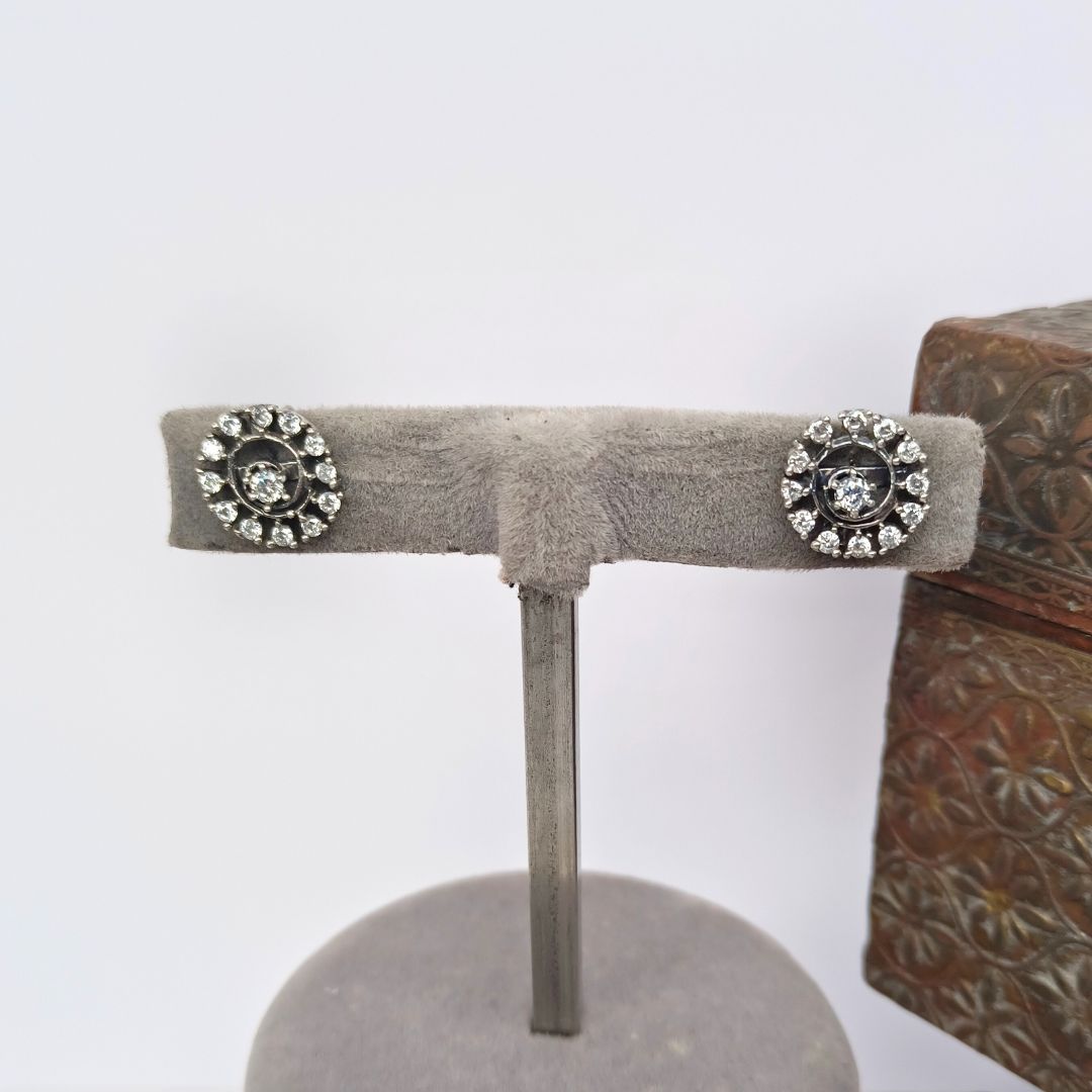 Adorn Your Ears with 92.5 Silver Oxidised Studs - SIA417277