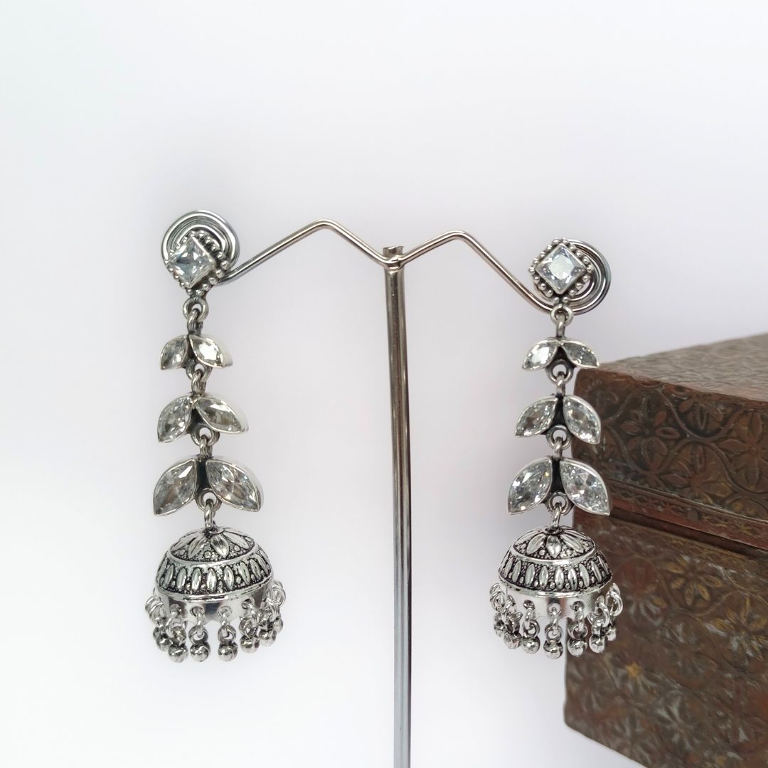 Elegance Personified Adorn Yourself with 92.5 Pure Silver Oxidised Earrings - SIA417412