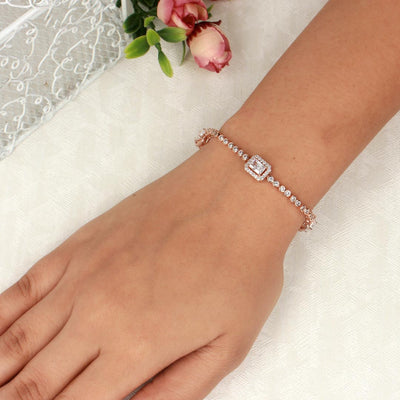 Ethereal Elegance Cubic Zirconia Rose Gold Bracelet - SIA417746