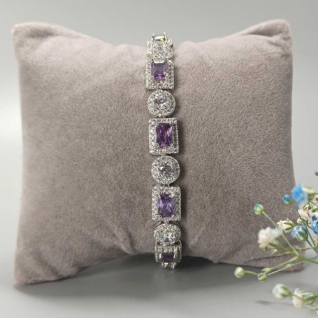 Vibrant Rhodium Amethyst Bracelet - SIA417774