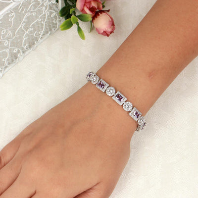 Vibrant Rhodium Amethyst Bracelet - SIA417774