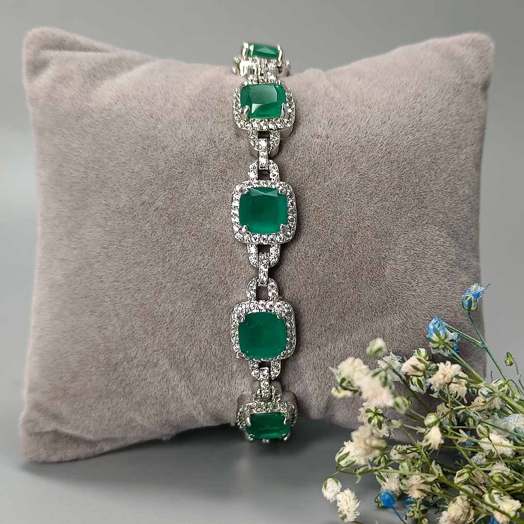 Celestial Shimmer Cubic Zirconia Emerald Bracelet - SIA417784
