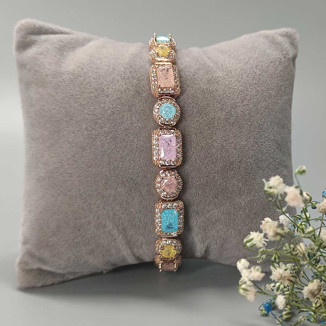 Pastel Radiant CZ Rose Gold Bracelet - SIA417823