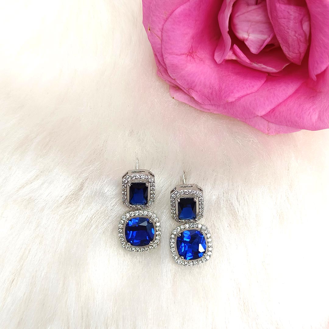 Twinkling Treasures Blue Sapphire Dangler Earrings - SIA417849