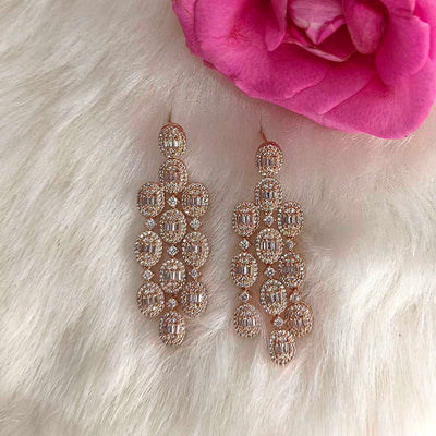 Eternal Glow CZ Chandelier Rose Gold Earrings - SIA417882
