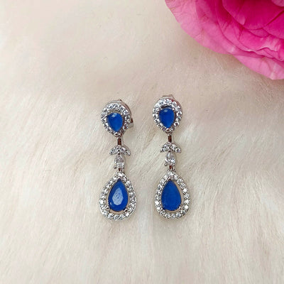 Glimmering CZ Blue Sapphire Danglers - SIA417893
