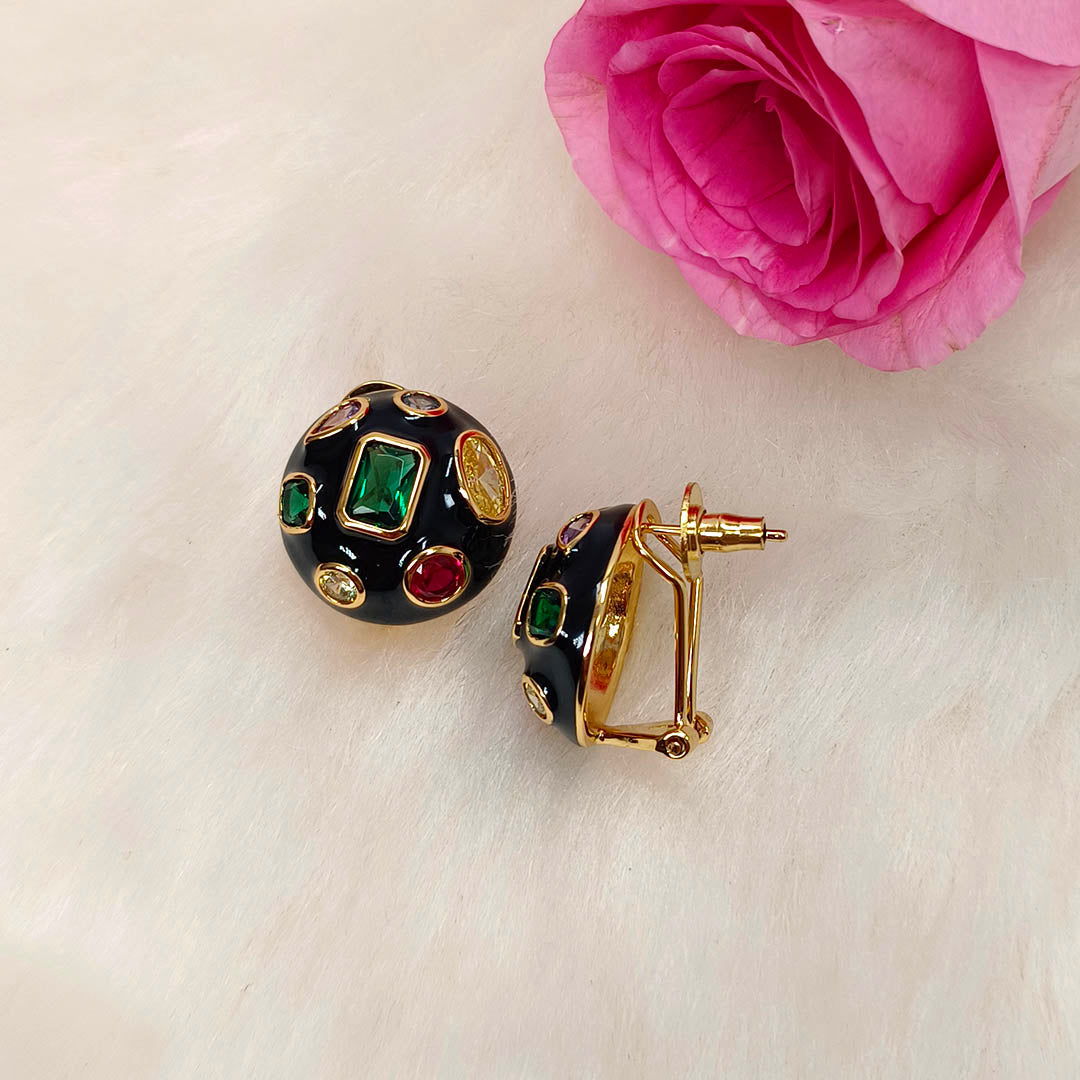 Simply Stunning Black Enamel Studs - SIA417956A