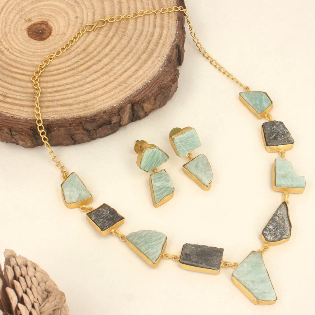 Multicolour Druzy Stone Necklace Set - SIA418009