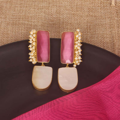 Pastel Pink Pearl Bunch Earrings - SIA418016