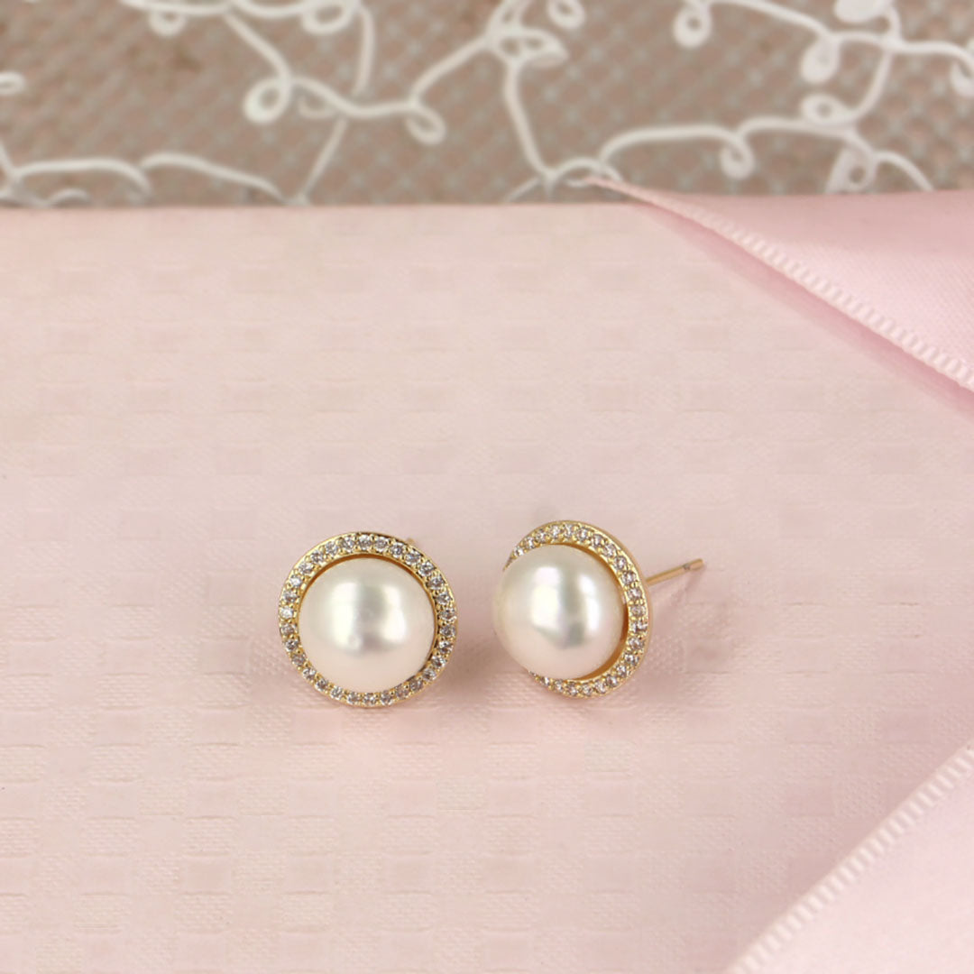 Pearl Elegance with CZ Sparkle Earrings - SIA418298