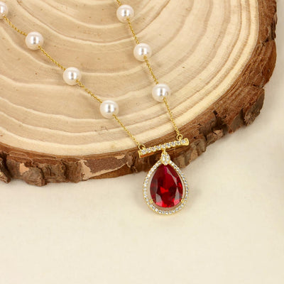 Graceful Simplicity Cubic Zirconia Ruby Pendant Set - SIA418522