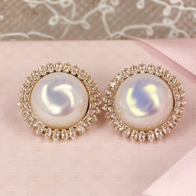 Pearl Glamour with CZ Gold Studs - SIA418563