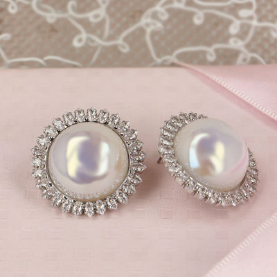 Pearl Glamour with CZ Rhodium Studs - SIA418564