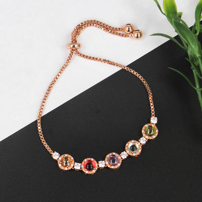 Multicolour Rainbow Rose Gold Bracelet - SIA418600