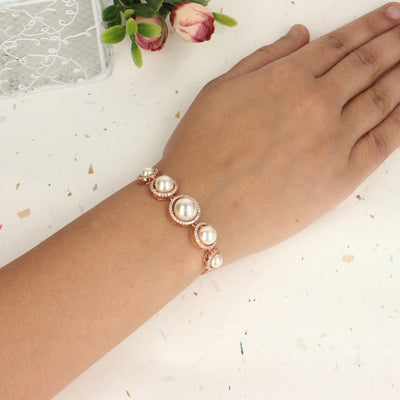 Pearl Studded Rose Gold Bracelet - SIA418605