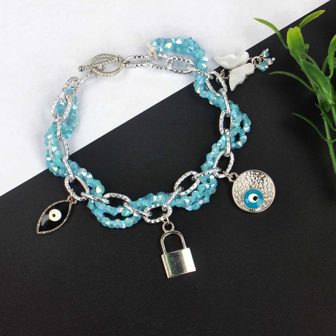 Blue Beads Charms Bracelet - SIA418625